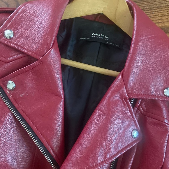 Zara red leather motto jacket - Picture 4 of 6